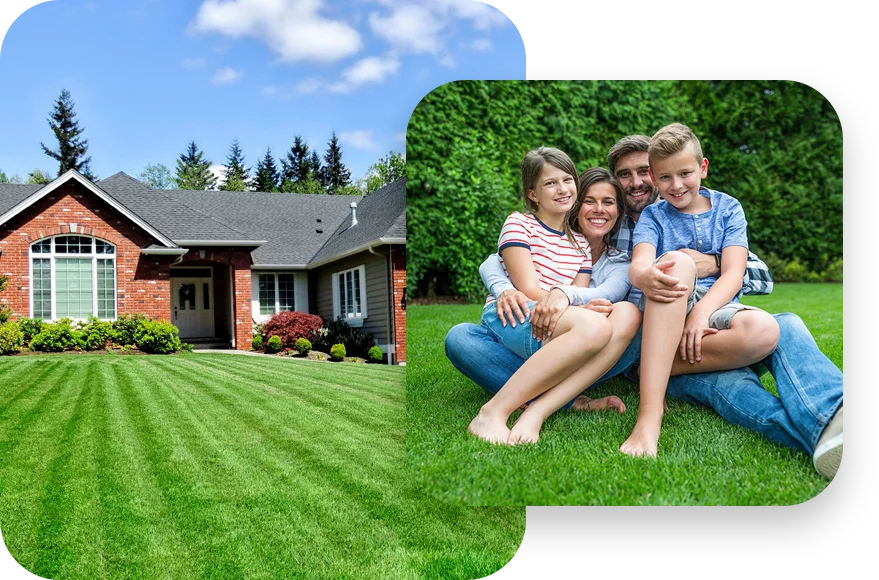image grid family laughing playing outside