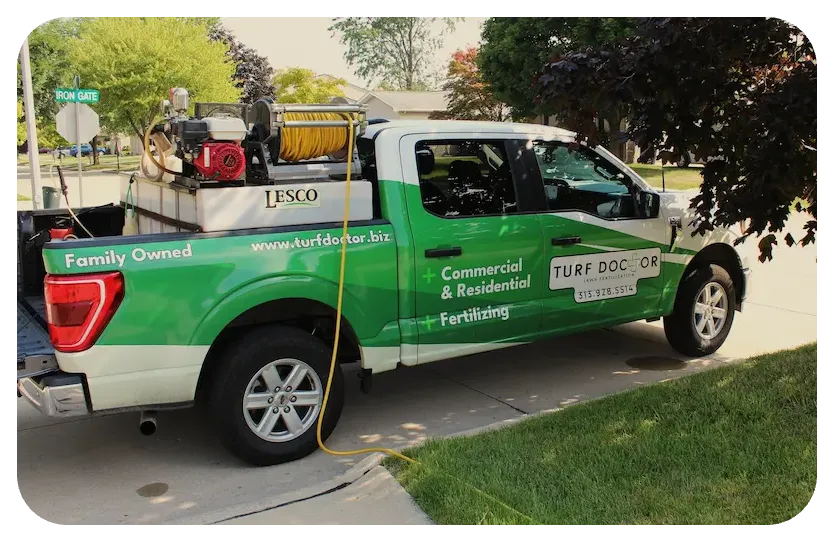 turf doctor green and white company truck