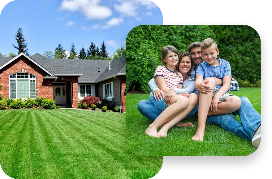 image grid family laughing playing outside